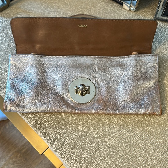 Chloe Silver Metallic ClutchWith Silver Closure - Picture 3 of 6